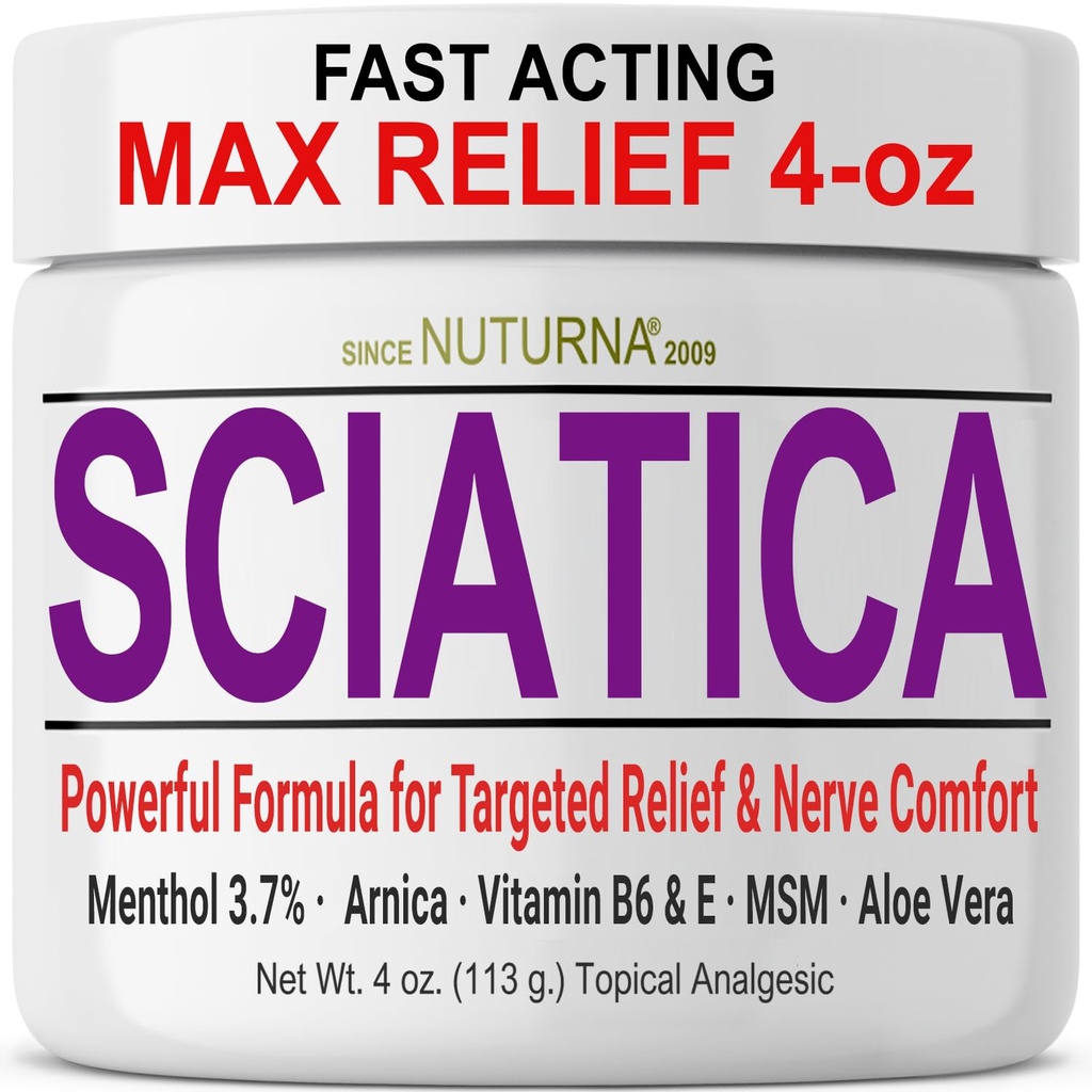 Sciatica Nerve Cream - Ayaklar, Eller, Legs, Toes, Geri - Doğal Ultra Güçlü Arnica, MSM, Menthol, Soothing Comfort, Büyük 4 Oz Comfort