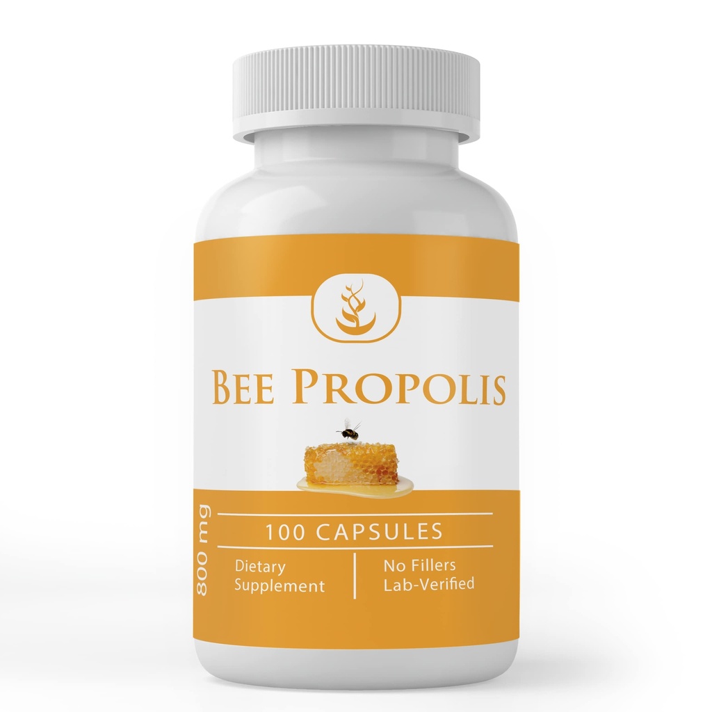 Αμιγώς πρωτότυπα συστατικά Bee Propolis, (100 κάψουλες) Πάντα καθαρό, χωρίς πρόσθετα ή πληρωτικά, Εργαστήριο Επαληθευμένο