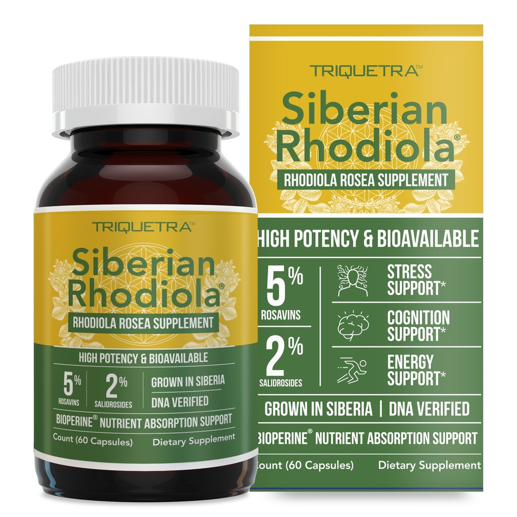 Max Strength Sibirya Rhodiola®: Rhodiola Rosea% 5 Rosavins,% 2 Salidroside & BioPerine® Gelişmiş Absorpsiyonlar için Destek Stres, Enerji ve Oda * - Sibirya'da Büyümek, DNA  Onaylandı (60 Capsules)
