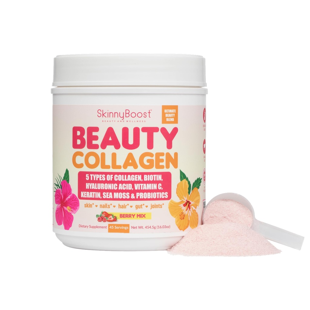 Beauty Collagen Toz-5 Hydrolyzed Collagen, Sea Moss, Biotin, Keratin, Hyaluronic Asit, C ve Probiyotikler-Hair, Skin, Nails- All Natural, Made in USA-45