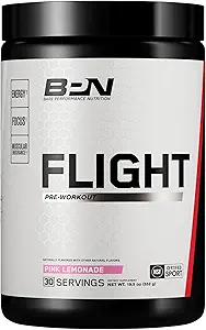 BARE PERFORMANCE NUTRITION BPN Flight Pre Workout, Supports Energy and mental Focus, CarnoSyn® Beta Alanine, Pink Lemonade, 30 Hizmet