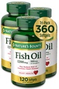 Nature's Bounty Fish Oil, 1200 mg, Omega-3 360 mg, 120 (3 Pack, 360 Total) Softgels 120 Softgels