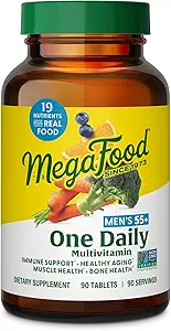 MegaFood Ανδρών 55+ One Daily - Multivitamin για άνδρες με βιταμίνη Β12, C, D & Zinc - Βέλτιστη γήρανση & ανοσοποιητικό συμπλήρωμα υποστήριξης - χορτοφάγοι - Κατασκευάζονται χωρίς 9 αλλεργιογόνα τροφίμων - 90 Tabs