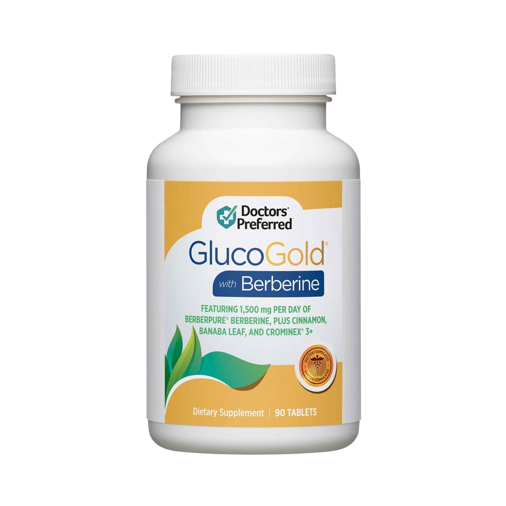 DOCTERS' PREFERRED GlucoGold with Berberine, Tempd Cinnamon, Chromium, Banaba Leaf Extract (90 Tablet)