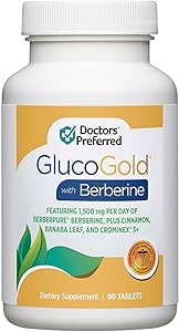 DOCTERS' PREFERRED GlucoGold with Berberine, Tempd Cinnamon, Chromium, Banaba Leaf Extract (90 Tablet)