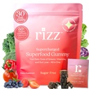 RIZZ Sugar-Free Green Gummies - 60+ Superfoods 6g Fiber - 30 Day Supply Prebiotic and Probiotic Gummies - Vegan Multivitamins for Women & Men - Gluten Free - Mushroom, Fruit and Vegetable Supplements