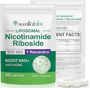 NAD+ Anti Aging ve Hücre Rejenerasyonu için ek olarak, 900 mg NAD Supplement, Liposomal Nicotinamid Riboside, Support Cellular, Muscle & Energy, NMN Supplement Alternative 80p
