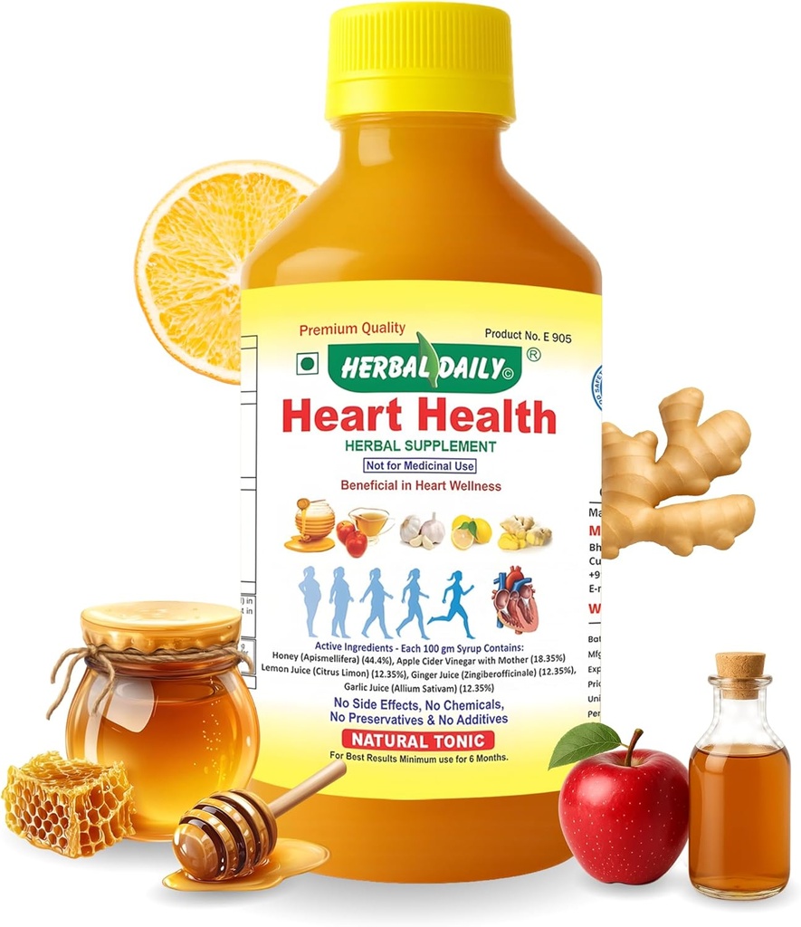 Kalp Sağlığı 400 ml Diyetsel Tamam - Kalp Sağlığı ve Aşağı Kolesterol - Apple Cider Vinegar (ACV), Garlic Suyu, Ginger, Lemon ve Honey - 1 Şişe
