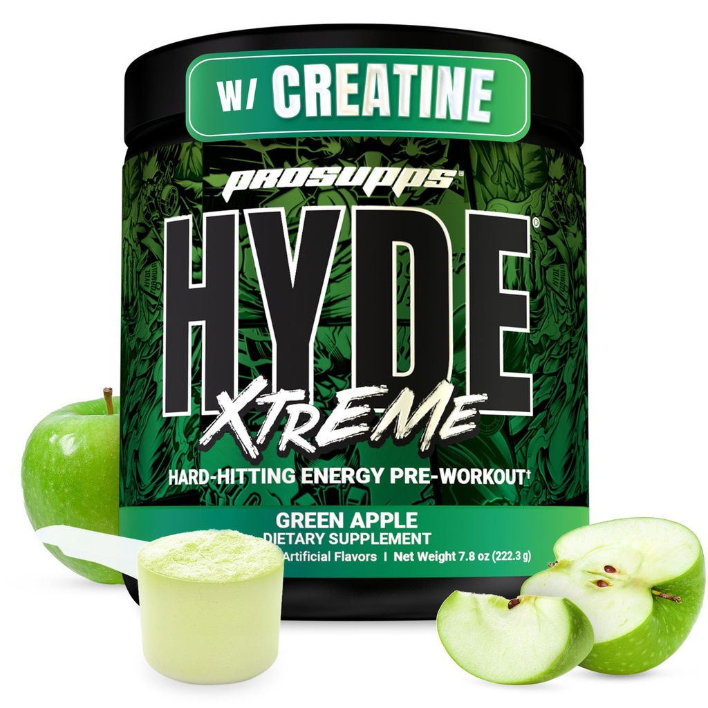 PROSUPPS Bay Hyde Xtreme Pre Workout Toz with Tinatine, Beta Alanine & Caffeine - Extreme Energy, Pumps, Focus & Performance - Fitness & Gym Supplements for Men & Women (Green Apple, 30 Hizmet)