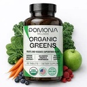 Pomona Wellness Super Greens Supplement, Superfood Vitamins & Minerals, Meyveler ve Sebze, Bloating ve Digestion için Yeşiller Toz, Gut Health, USDA Organic, Non-GMO, 60 Tabletler