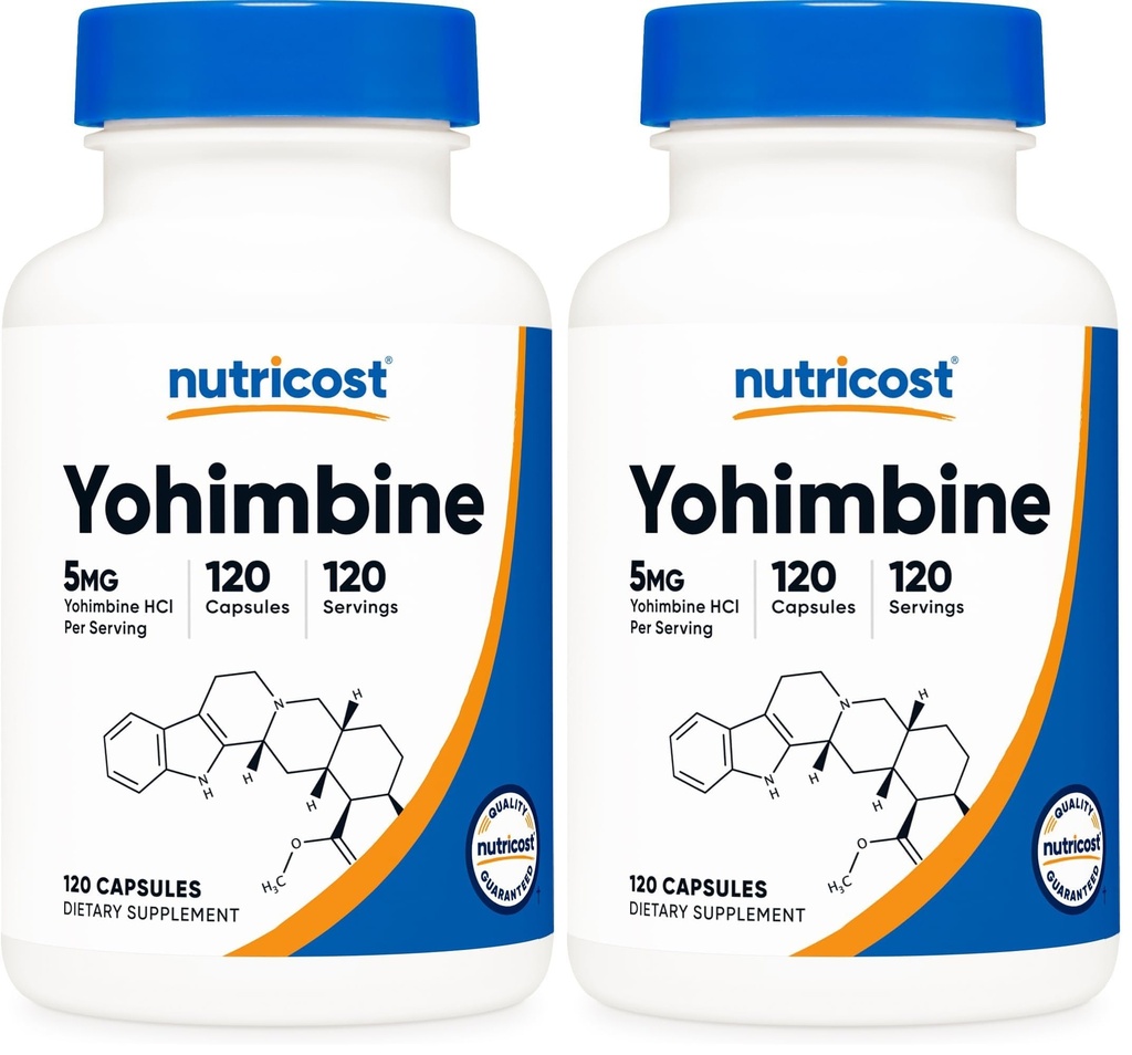 Nutricost Yohimbine HCl 5mg, 120 Capsules - Gluten Free and Non-GMO (Pack of 2)