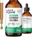 Άγρια & Βιολογικά Ginkgo Biloba εκχύλισμα σταγόνες - Εγκέφαλος & υποστήριξη εστίασης - Υγρό Ginkgo Biloba συμπληρώματα - Vegan, ζάχαρη & αλκοόλ-ελεύθερος βοτανική βαφή - 4 fl oz