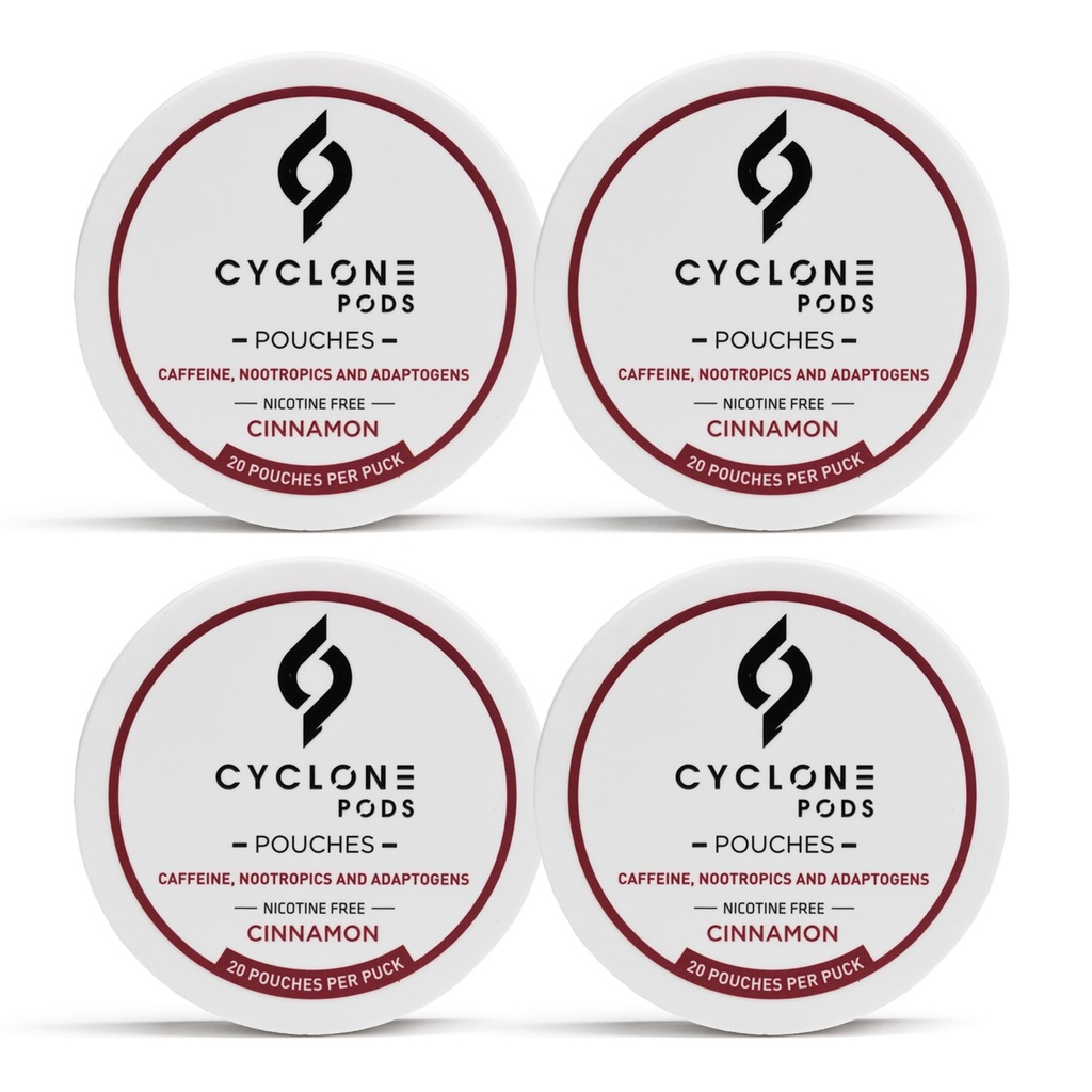 Cinnamon Caffeine Pouches 50mg (Pack of 4) | Bold Cinnamon Flavored Focus Pouches Nootropic | Sugar-Free Flavored Caffeine Pouches