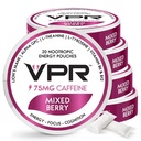 VPR 75MG Caffeine Nootropic Pouches | 20 Count Energy Pouches with Lion's Mane, Alpha-GPC, Vitamin B6 & B12, L-Theanine, and L-Tyrosine | Naturally Flavored Focus Pouches with No Sugar (Mixed Berry)