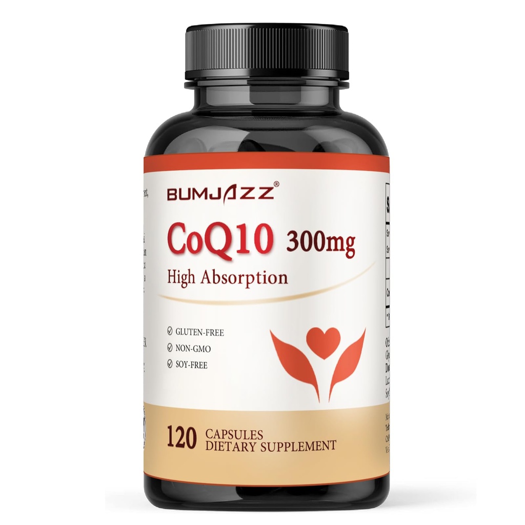 CoQ10 300 mg - 120 Capsules - High Abors - Non-GMO - Gluten-Free - Coenzyme Q10 - CoQ10 Capsules