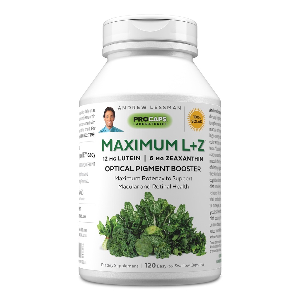 ANDREW LESSMAN maksimum L+Z 120 Softgels - 12 mg Lutein, 6 mg Zeaxanthin, Key Nutrients to Support Eye and Brain Health, and Trust Health. Katkı yok. Swallow Yumuşak