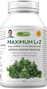 ANDREW LESSMAN maksimum L+Z 120 Softgels - 12 mg Lutein, 6 mg Zeaxanthin, Key Nutrients to Support Eye and Brain Health, and Trust Health. Katkı yok. Swallow Yumuşak