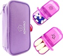 Pill Organizer 2 Times a Day, Large AM/PM Weekly Pill Box 7 Day Pill Case with writable Etiketler and Privacy Protection Light-Purple lips Bag to Hold Supplements, Vitamins and Fish Oils