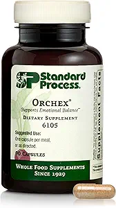 Standard Process Inc. Orchex - Συμπληρώματα Νευρικού Συστήματος Ολόκληρων Τροφίμων, Χοληστερόλη, Νοητική Καθαρότητα και Συναισθηματική Υποστήριξη με Πρωτεΐνη Σόγιας, Ασκορβικό Οξύ, Γαλακτικό Ασβέστιο, Σιταριού - 90 Κάψουλες