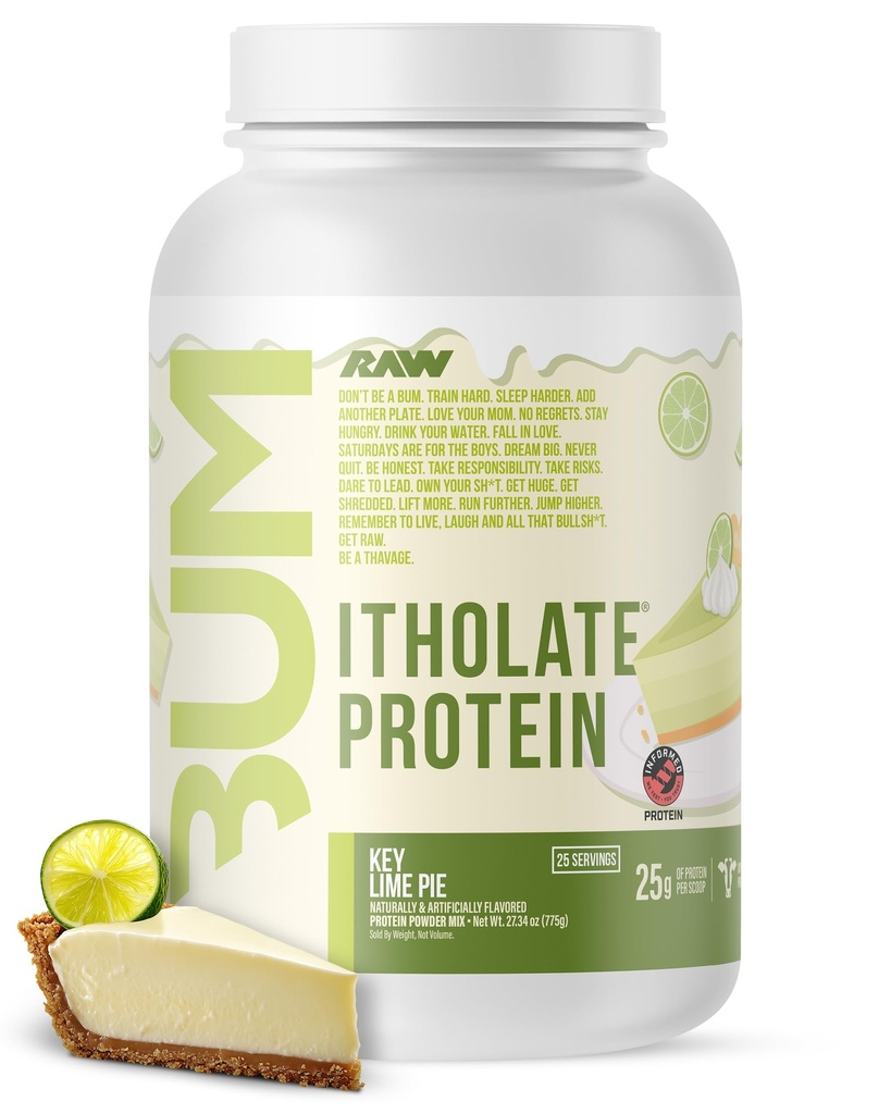 RAW Whey Isolate Protein Powder, Key Lime (CBUM Itholate Protein) - 100% Grass-Fed Sports Nutrition for Muscle Growth & Recovery - Low-Fat, Low Carb, Naturally Flavored - 25 Servings