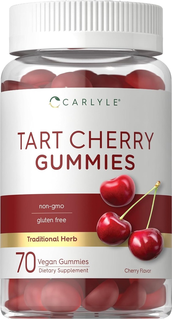 Carlyle Tart Cherry Gummies | 2000mg | 70 Count | Cherry Flavor | Vegan, Non-GMO, and Gluten Free Formula