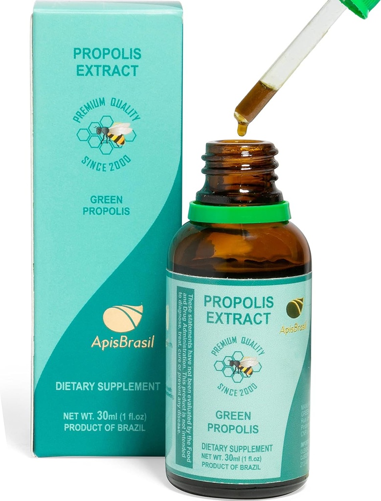 Brazilian Green Bee Propolis Liquid Extract (30ml) - Natural Immune Support - Antioxidant - Pack of 1