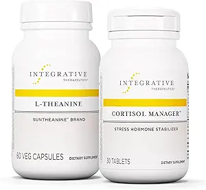 Integrative Therapeutics Bundle with Cortisol Manager, 30 Tablets & L-Theanine, 60 Capsules - Cortisol Manager for Stress Support with Ashwagandha* - L-Theanine to Support a Relaxed State*