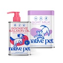 Native Pet Skin & Wellness Bundle: Sockeye Salmon Oil for Dogs (8 Oz.) & Goat Milk Powder for Dogs (60 Scoops) - Promotes Healthy Skin, Shiny Coat, & Strong Joints & Organic Goat Milk Food Topper