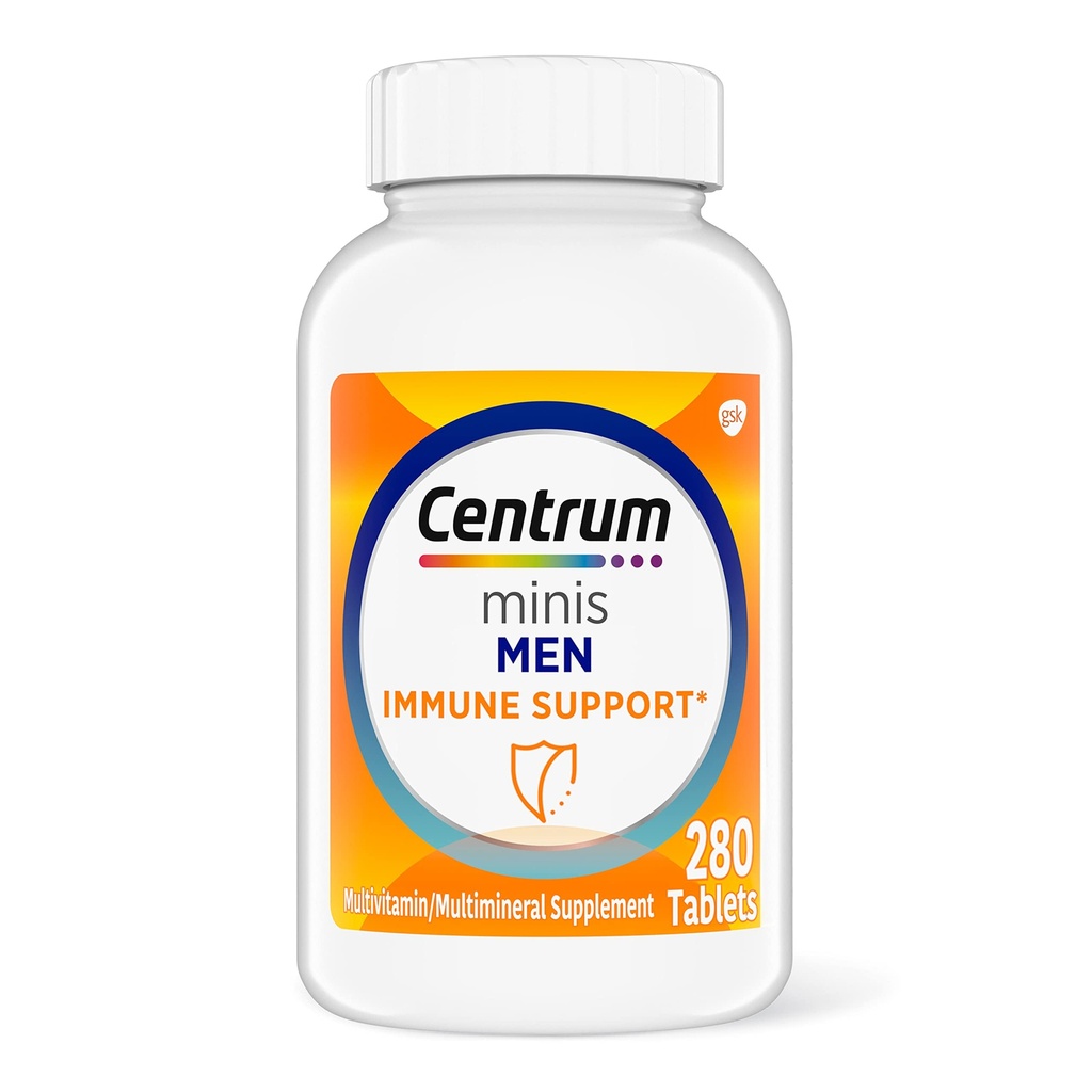 Centrum Minis Men's Daily Multivitamin for Men for Immune Support with çinko and Vitamin C, 280 Mini Tablet, 140 Day Supply