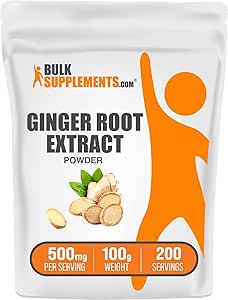 BulkSupplements.com Ginger Root Extract Toz - Ginger Supplement, Ginger Root Toz - Herbal Supplement, Gluten Free, 500 mg per Service, 500g (1.1 lbs) (Paket of 1)