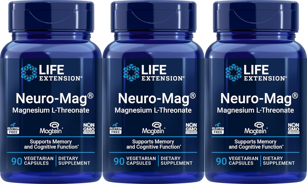 Life Extension Neuro-mag Magnezyum L-threonate, 90 Count (Pack of 3)