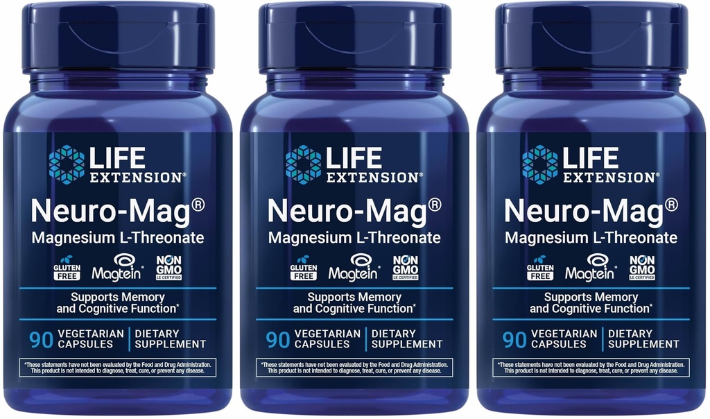 Life Extension Neuro-mag Magnezyum L-threonate, 90 Count (Pack of 3)