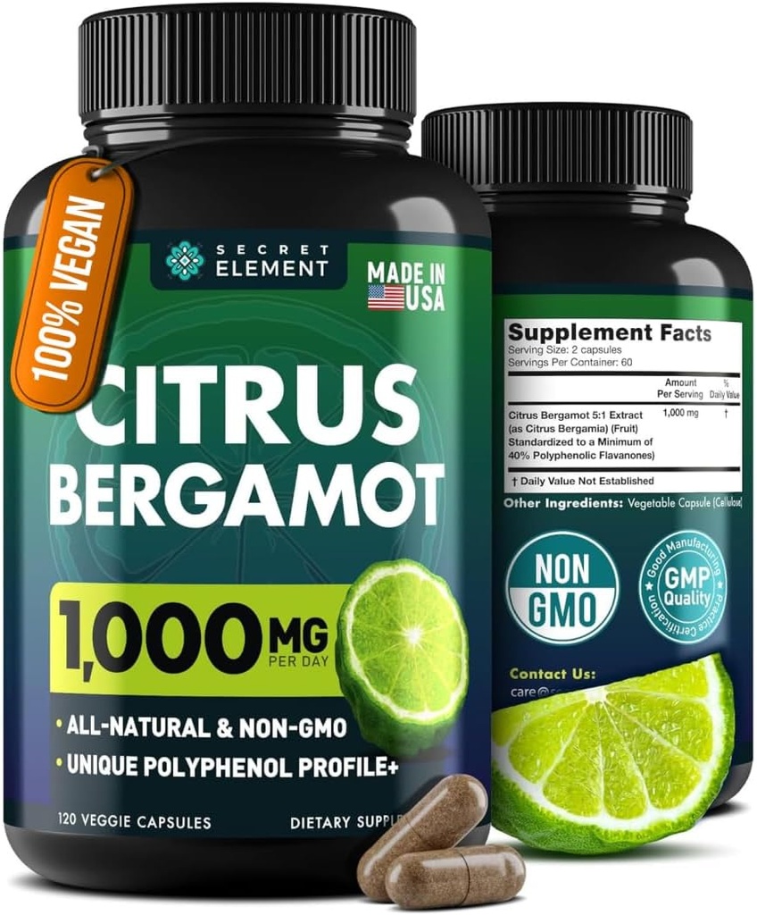Citrus Bergamot Extract 1000mg - Citrus Bergamot συμπλήρωμα για την καρδιά, υποστήριξη ανοσοποιητικού συστήματος, και υγιή γήρανση - καθαρό, Vegan Bergamots κάψουλες