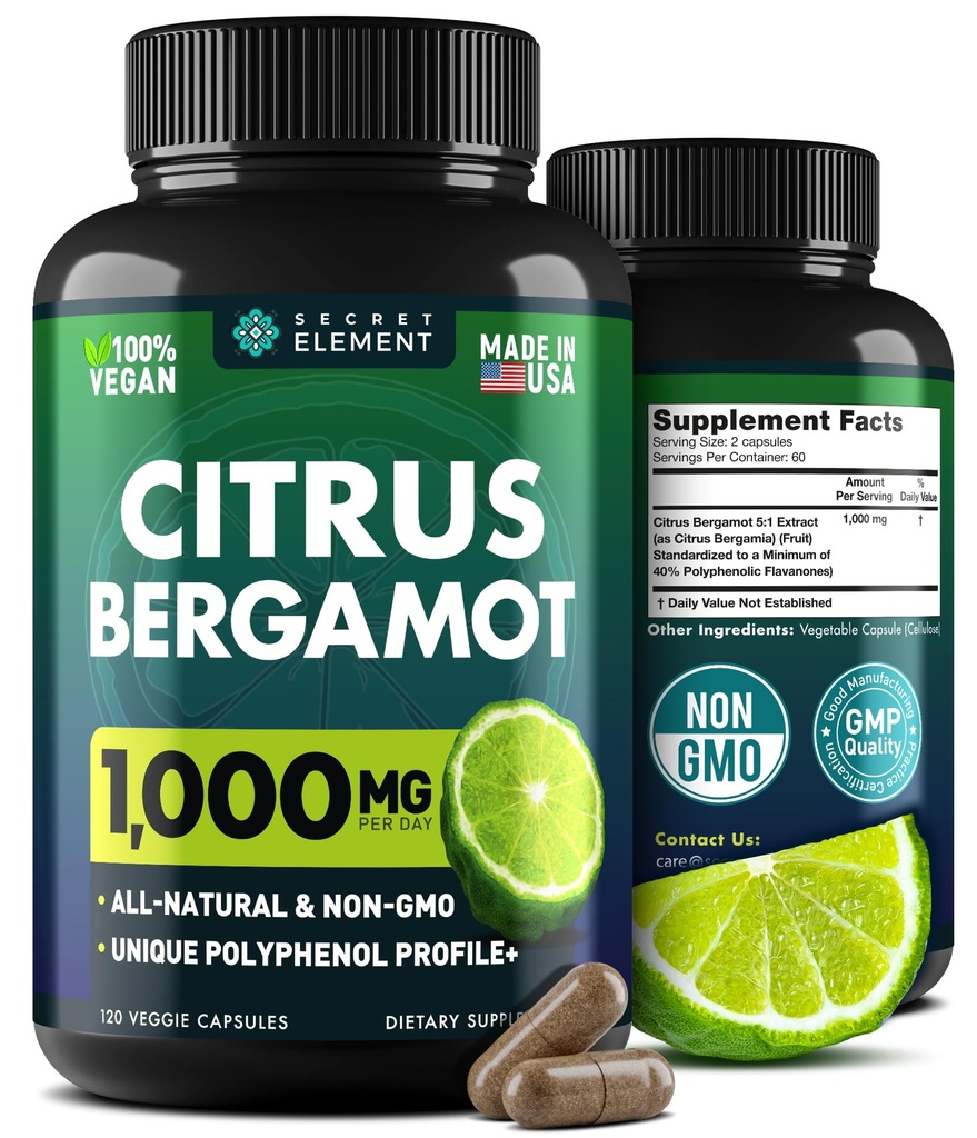 Citrus Bergamot Extract 1000mg - Citrus Bergamot συμπλήρωμα για την καρδιά, υποστήριξη ανοσοποιητικού συστήματος, και υγιή γήρανση - καθαρό, Vegan Bergamots κάψουλες