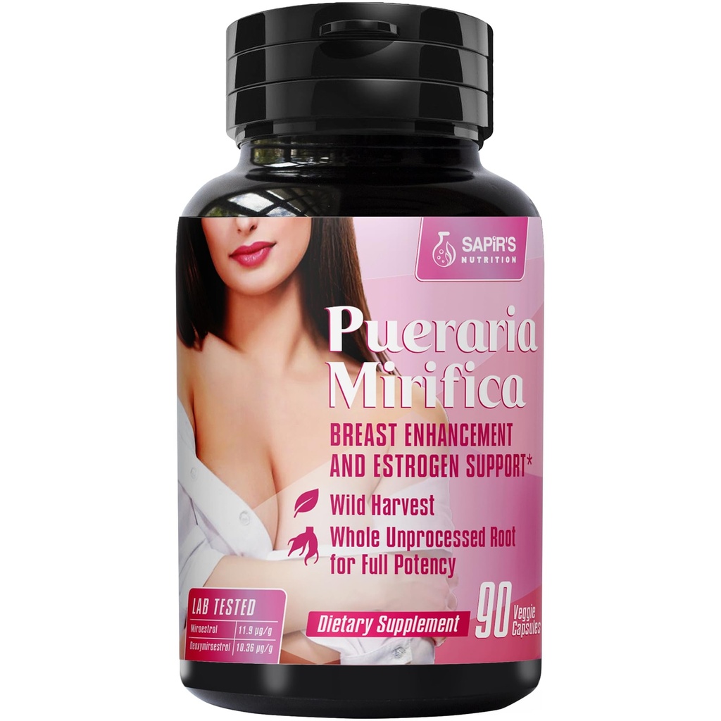 Pueraria Mirifica Capsules 2000 mg Daily - Kadın ve Erkekler için Emsel Tamamlama Pills ve Estrogen Supplement, Kadın ve Transgender için Kadın Pilleri - Meme Büyüsü