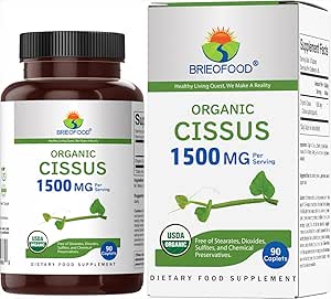 Brieofood Organic Cissus Quadrangularis 1500mg, 45 μερίδες, χορτοφαγικά, χωρίς γλουτένη, 90 χορτοφαγικά δισκία
