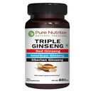 Pure Nutrition Triple Ginseng - ένας Μοναδικός και αποτελεσματικός συνδυασμός Red Ginseng, American Ginseng και Siberian Ginseng. 790mg ανά καψάκιο