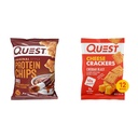 Quest Nutrition Protein Chips, BBQ, High Protein, Low Carb, 1.1 Ounce (Pack of 12) & Cheese Crackers, Cheddar Blast, High Protein, Low Carb, Made with Real Cheese, 12 Count (1.06 oz bags)