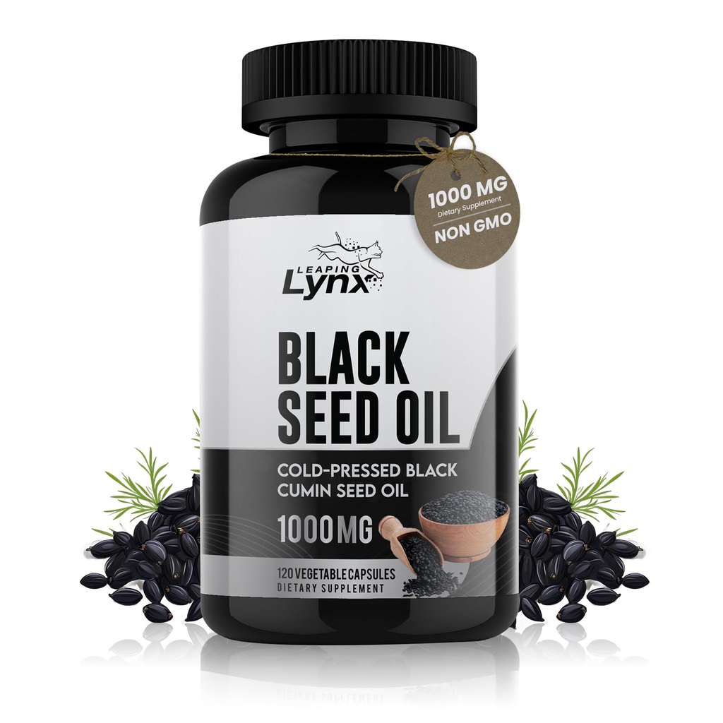 Pure Organic Cold-Pressed Black Seed Oil Capsules - Vegan Non-GMO Pure Nigella Sativa Black Cumin Tohum Yağı Beauty Immunity & General Wellness Support - Thymoquinone-Rich 1000mg Servisi (60 Gün)