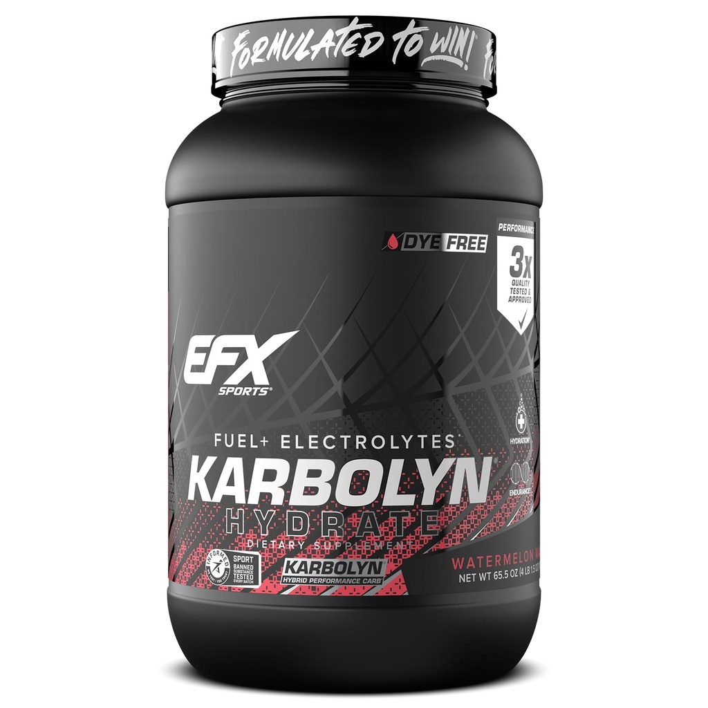 EFX Sports Karbolyn Hydrate | Carbohydrate Powder + Electrolytes | Sugar Free Sports Drink Mix | Fuel & Hydration | Stimulant Free | 66 Servings (Watermelon Wave)