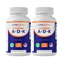 Vitamatic ADK Vitamin Supplement, 180 Veg Capsules, High Potency Vitamins A, D3, K2 for Bone Health, Calcium Absorption, Non-GMO, Gluten Free - 2 Pack