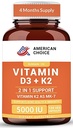 Vitamin D3 5000 IU – Enhanced Bone, Heart & Immune Support – Supports Calcium Absorption, Clean & Trusted Formula for Daily Wellness + Vitamin K2 (MK-7) 100 mcg – 120 Capsules