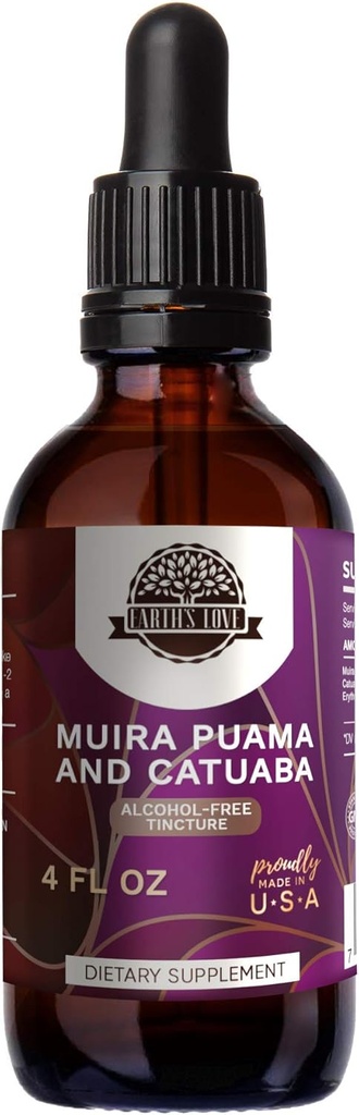 Dünya Aşkı - Muira Puama ve Catuaba Alkol-Free Herbal Extract Tincture, Super-Concented (Ptychopetalum Olacoides ve Trichilia kediigua, Erythroxylum vazo
