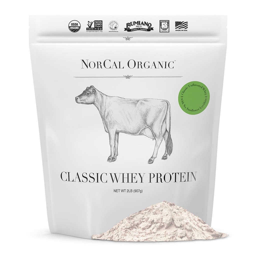 NorCal Organic - Classic Whey proteini -% 100 Grass-Fed ve Grass-Finished - UNFLAVORED - Lecithin-Free - 2lb Bulk Bulk