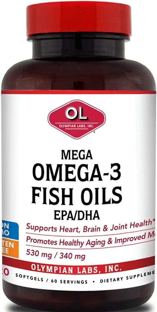 Olympian Labs Mega Omega 3 Fish Oils, 60 petings,3148