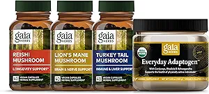 Gaia Herbs Magnificent Mushrooms Kit - Reishi Mushroom, Lion's Mane Mushroom, Türkiye Tail Mushroom, Everyday Adaptogenroom