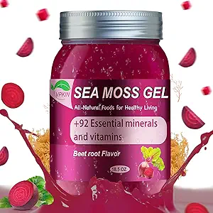Sea Moss Gel Raw Organic,Real Sea Moss Gel, İrlandalı SeaMoss,Wildcrafed Sea Moss Gel,Immune & Digestive Support,Vitamins & Minerals Supplement (Beet Root,18.5OZ)