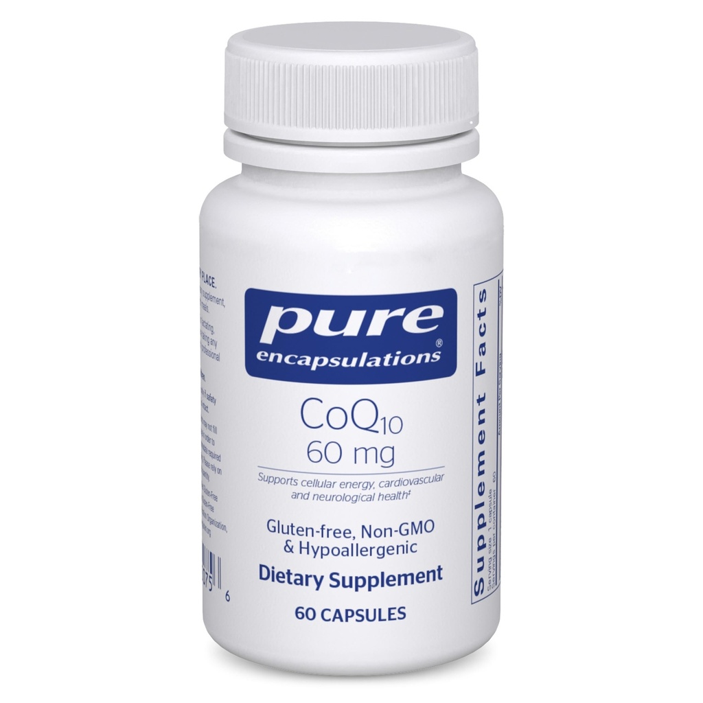 Pure Encapsulations CoQ10 60 mg | Coenzyme Q10 Supplement for Energy, Antioksis, Brain and Cellular Health, Cognition, and Cardiovascular Support* | 60 Capsules