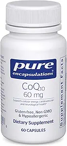 Pure Encapsulations CoQ10 60 mg | Coenzyme Q10 Supplement for Energy, Antioksis, Brain and Cellular Health, Cognition, and Cardiovascular Support* | 60 Capsules