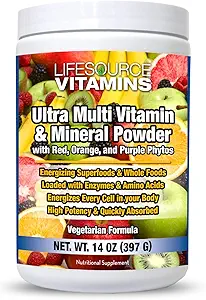 Life Source Vitamins Ultra Vitamin & Mineral Toz w/Phytos Reds Phyto Mors ve Phyto Oranges - 30 Gün Supply